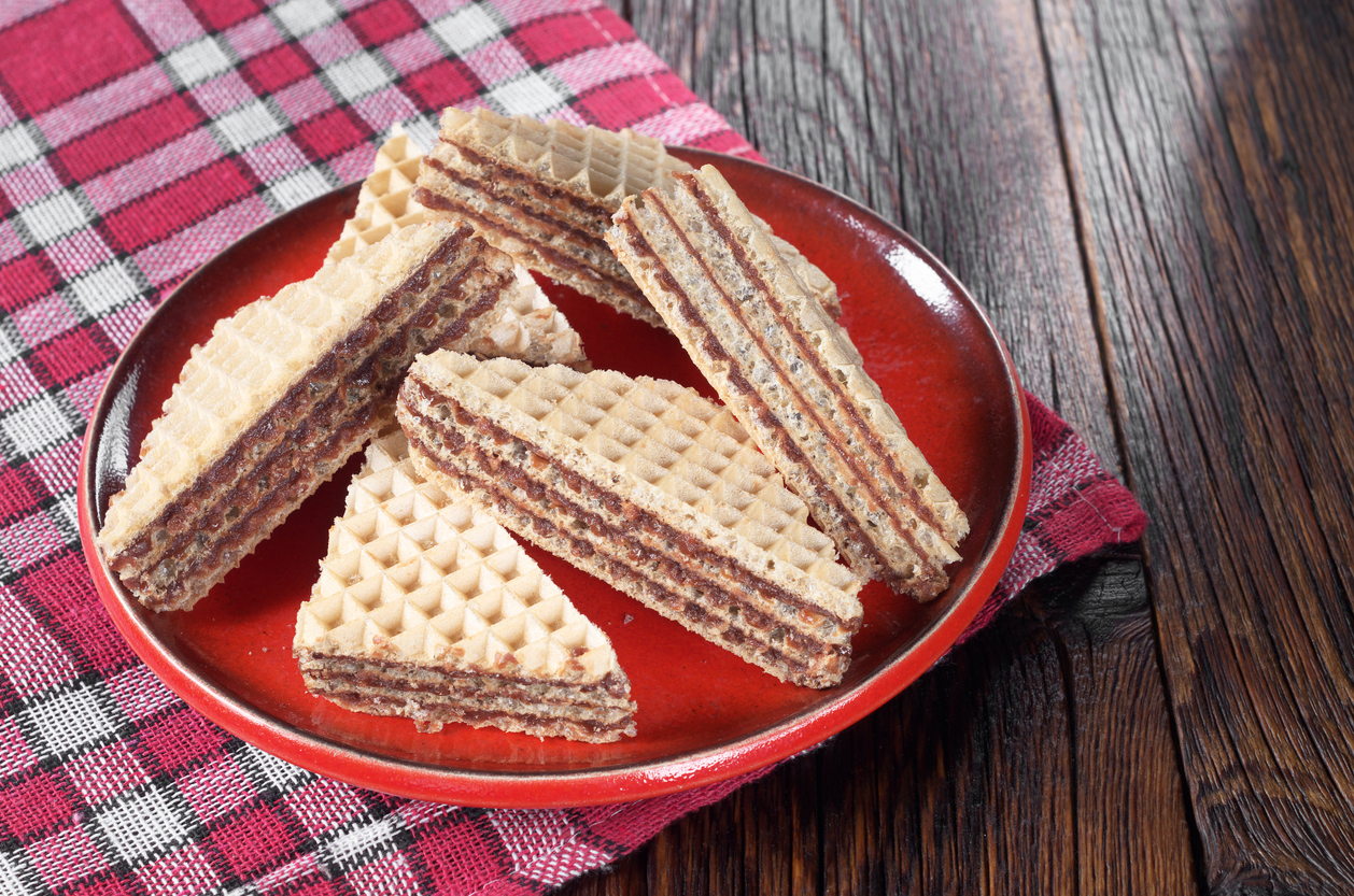 Wafle czekoladowe z mlekiem w proszku