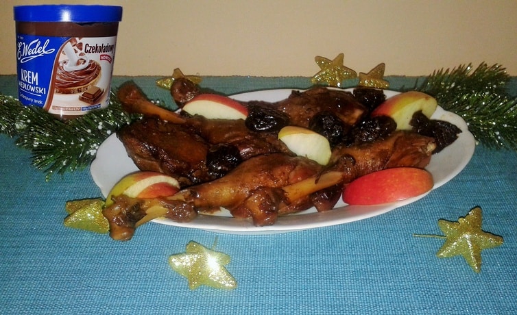 Gęsie udka w sosie czekoladowym