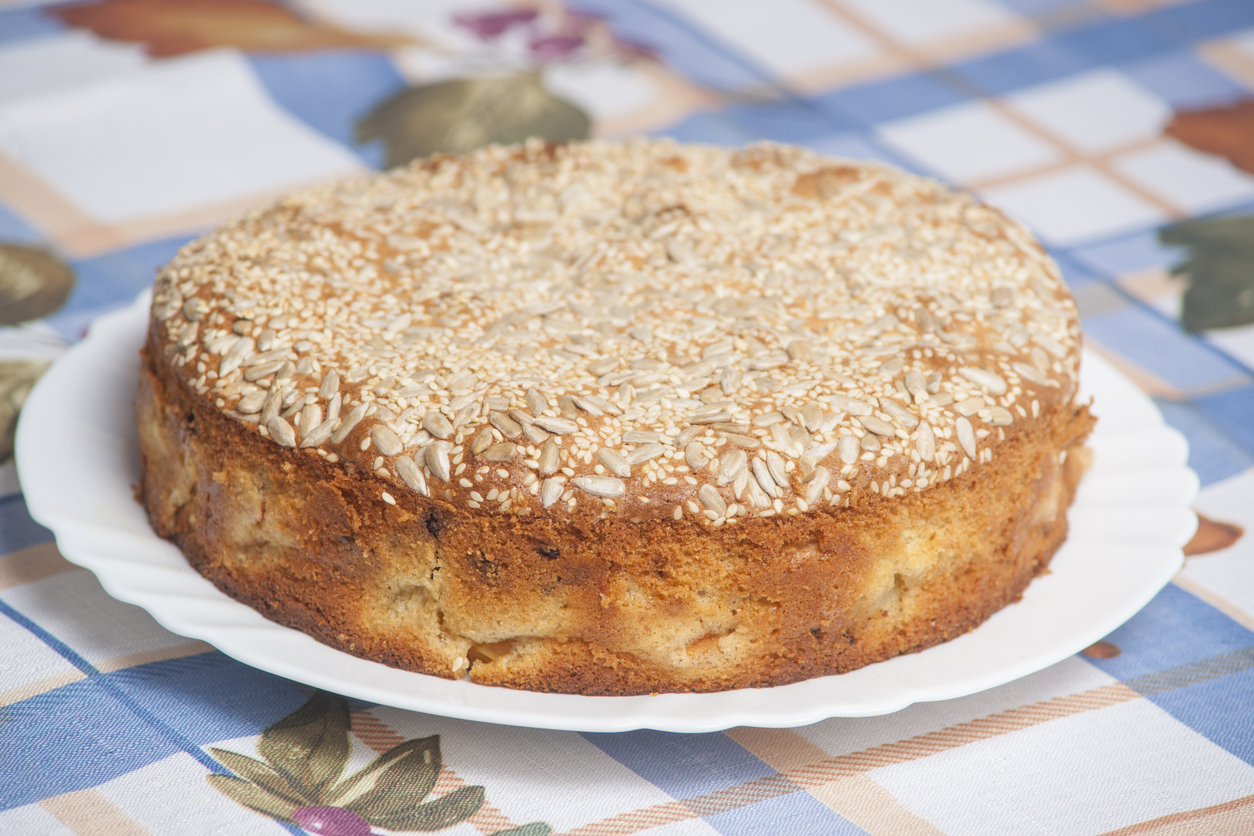 Ciasto słonecznikowiec z kajmakiem