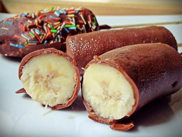 Mrożone banany w czekoladzie